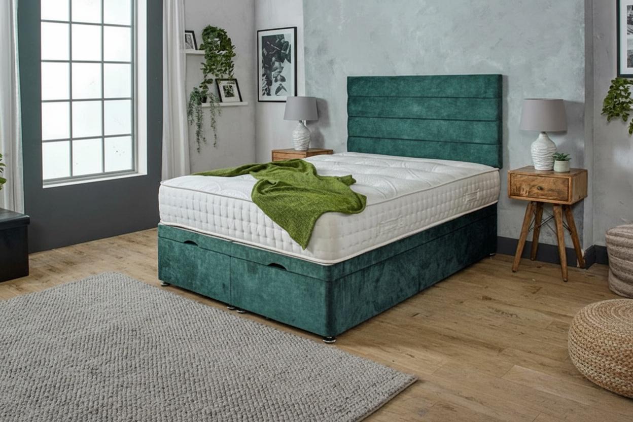 Emerald Ottoman Storage Bed With Headboard