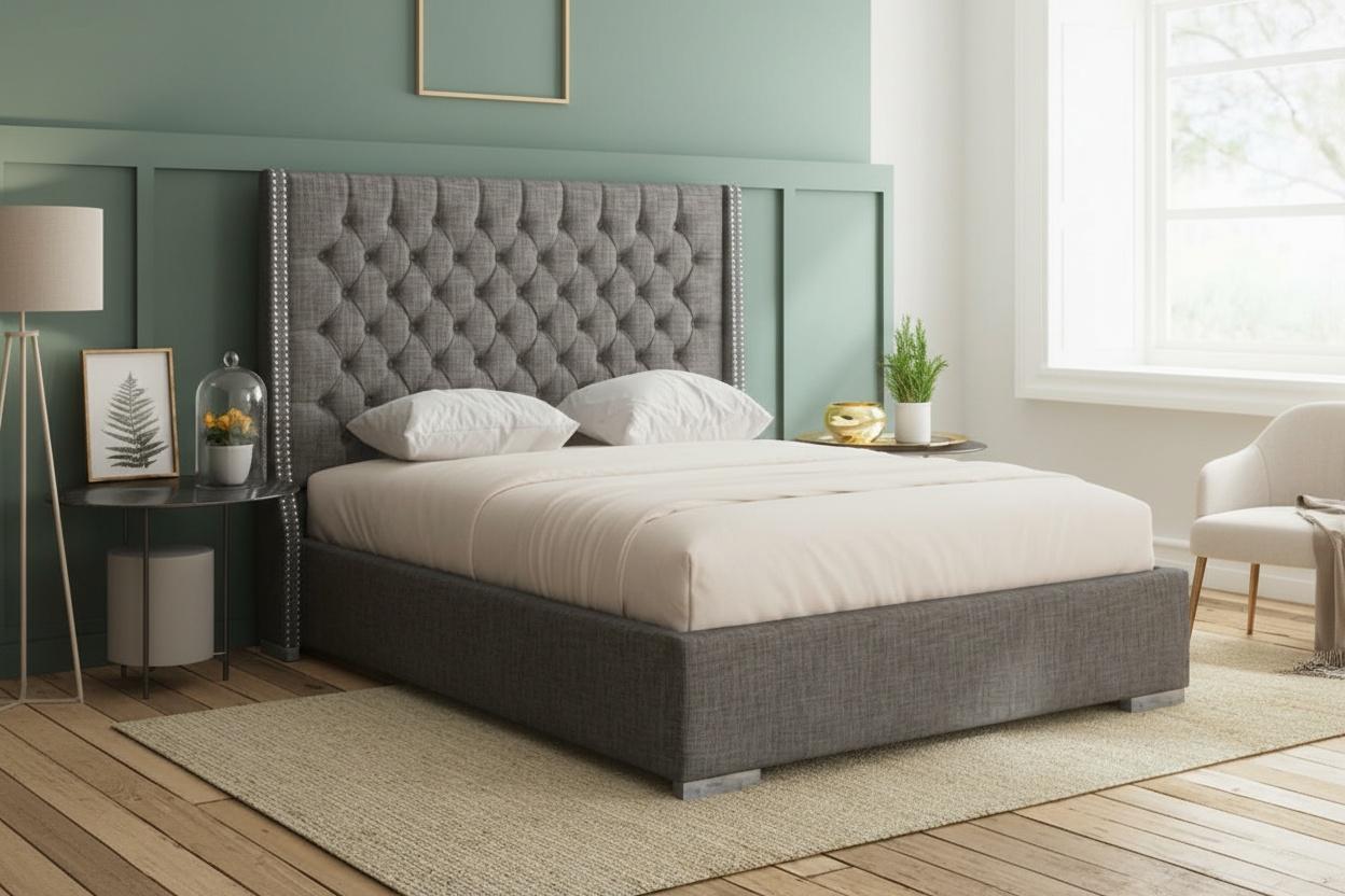 Rhian Wingback Ottoman Storage Bed