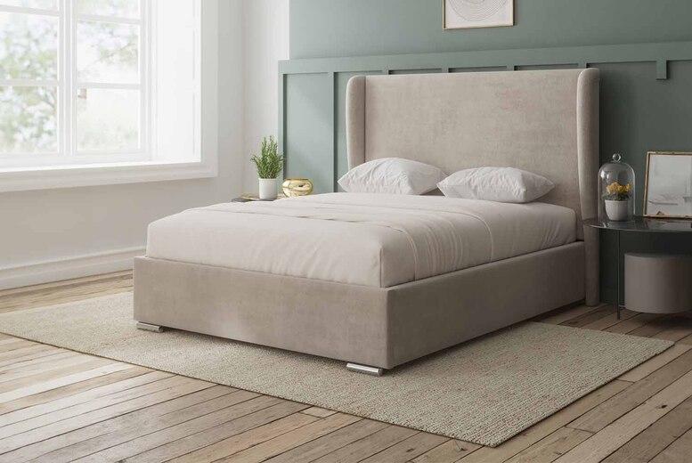 Cream Naples Clancy Wingback Ottoman Storage Bed - Multiple Sizes