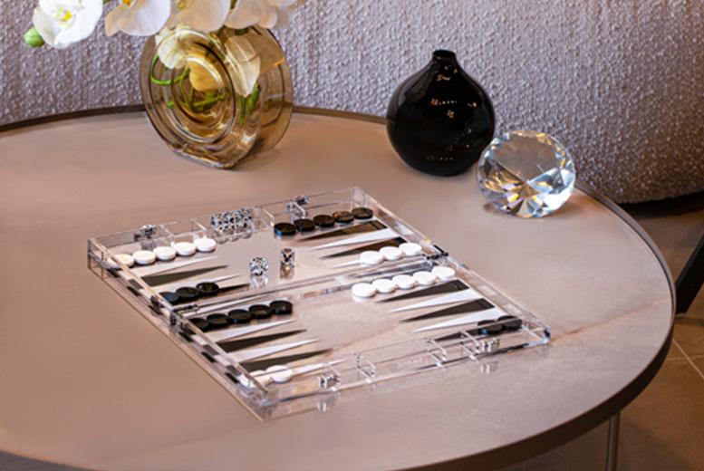 Luxury Acrylic Backgammon Board Game - Modern Decorative Tabletop Accent