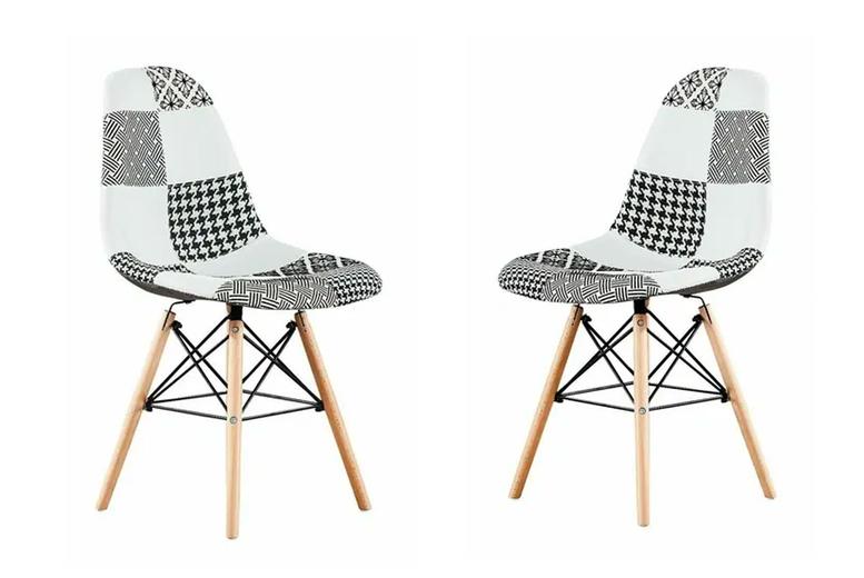 Set Of 4 Multicolour Chrono Patchwork Eiffel Dining Chairs