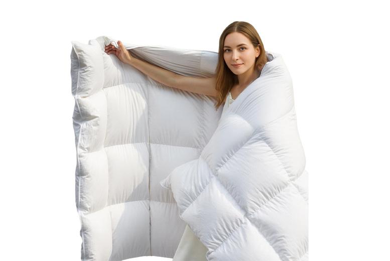 Premium Goose Feather Down Duvet Quilt - Hypoallergenic & Machine Washable