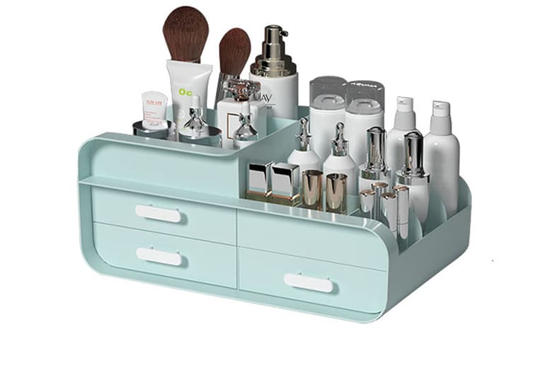 Plastic Makeup Organiser Storage Box With Drawers - Stackable, Multi-Compartment, Minimalist Design