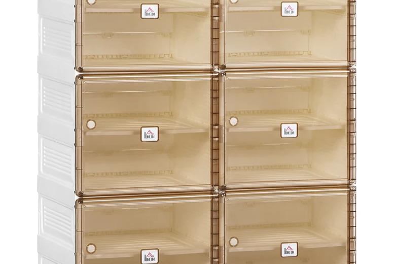Plastic Modular Shoe Storage Cabinet - 10-Compartment Stackable Wardrobe Organiser