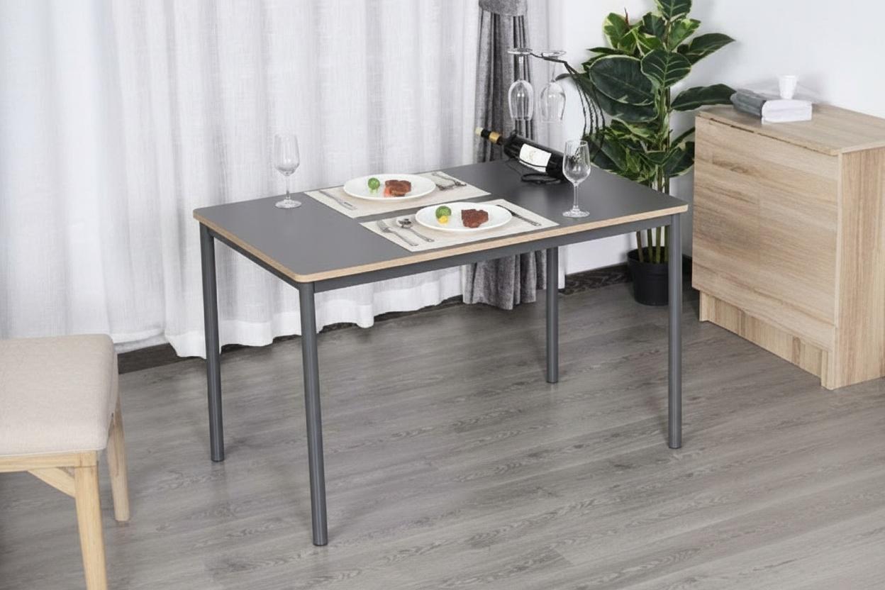 Contemporary Steel Frame Bedroom Table - Multi-Functional, 120Cm Wide, Modern Black & Gold, Durable Mdf Top