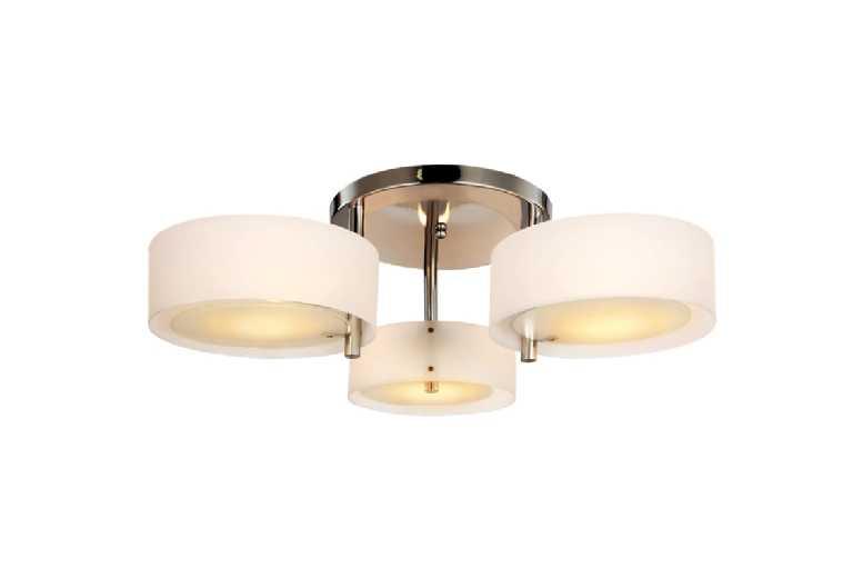 Modern Glass Flush Mount Ceiling Light - Triple E27, Energy Efficient, 64Cm, Contemporary Lighting Fixture