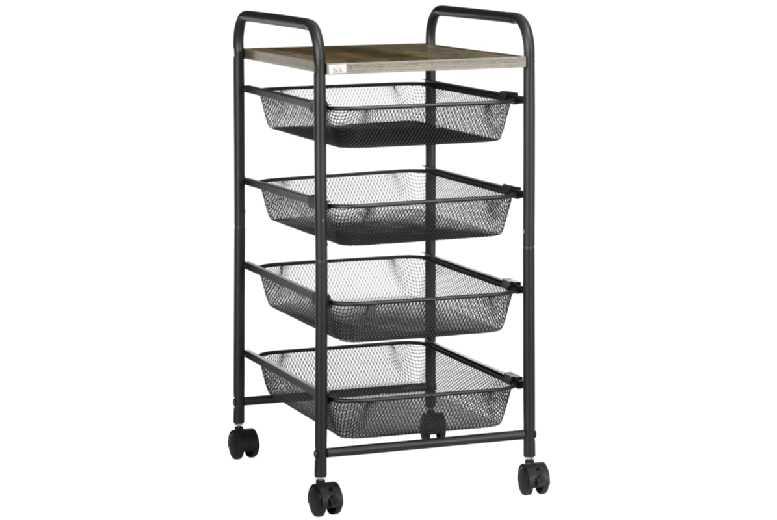 Sleek 5-Tier Kitchen Storage Trolley - Compact, Multi-Use, Durable Steel Frame