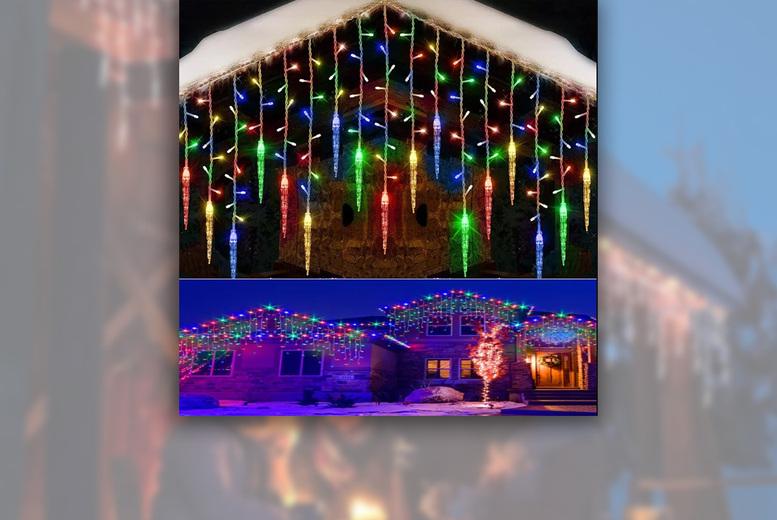 3.5M Solar Led Outdoor String Lights - Energy Efficient, 8 Modes, Waterproof (Icicle Or Snowflake Design)