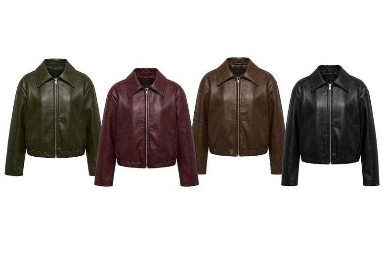 Women's Faux Leather Jacket with Vintage- Tailored Fit - 6 Sizes & 4 Colours