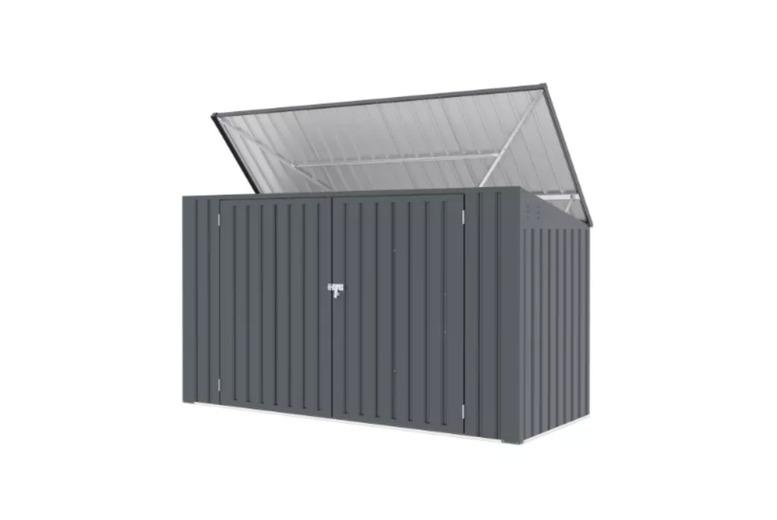 7.78Ft × 3.18Ft × 3.67Ft Outdoor 3-Bay Metal Wheelie Bin Storage Shed - 2 Colours