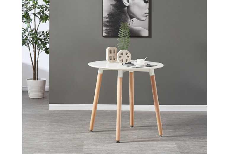 Scandinavian White Wood 3-Piece Dining Table Set - Compact Modern Dining Table & 2 Padded Chairs