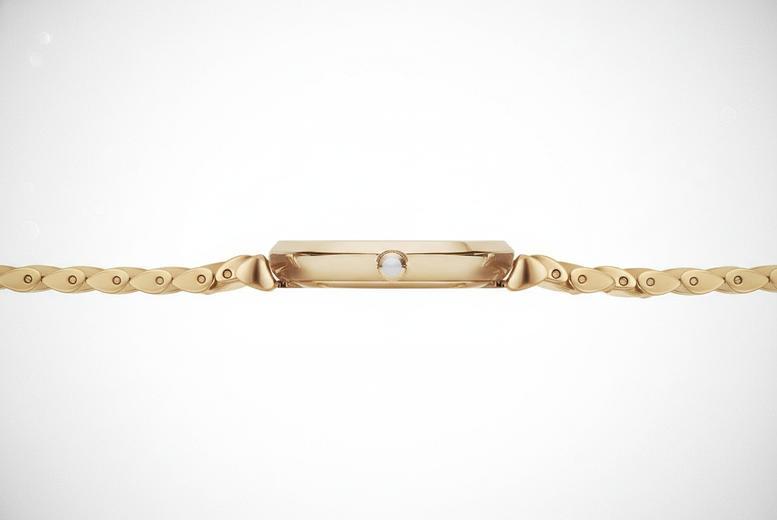 Emporio Armani Ar1907 Gold Gianni T-Bar Watch With Pearl Dial