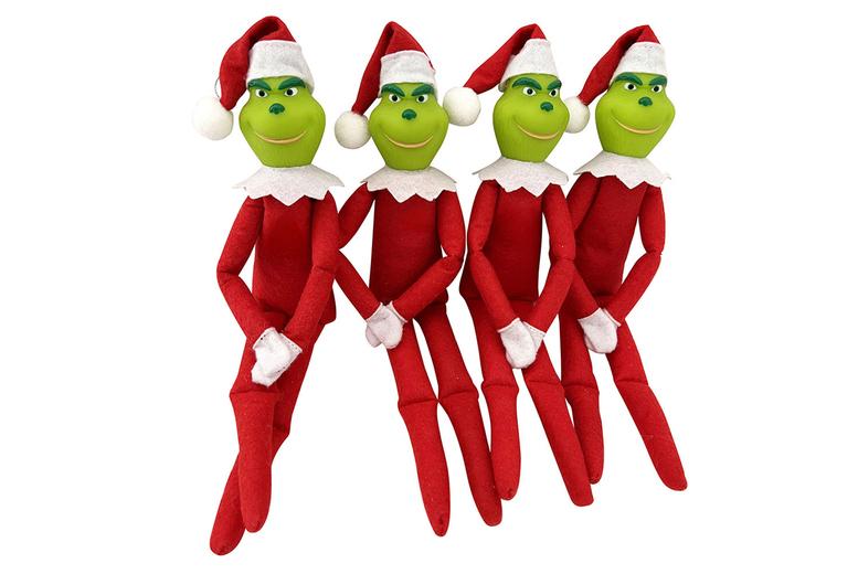 Grinch Elf Shelf Doll - Handcrafted Christmas Decoration, 1, 2 Or 4 Pack