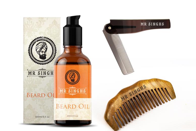 Mr Singh'S Ultimate Beard Care Kit - Premium Men'S Grooming Set With Beard Oil, Wooden & Moustache Combs | Beard Oil, All-In-One Grooming Kit | Wowche
