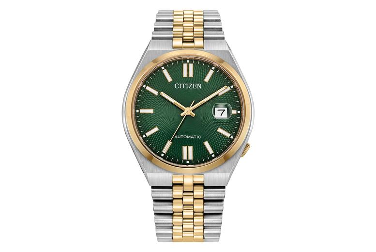 Citizen Tsuyosa 60 Automatic Two-Tone Watch With Striking Green Sunray Dial