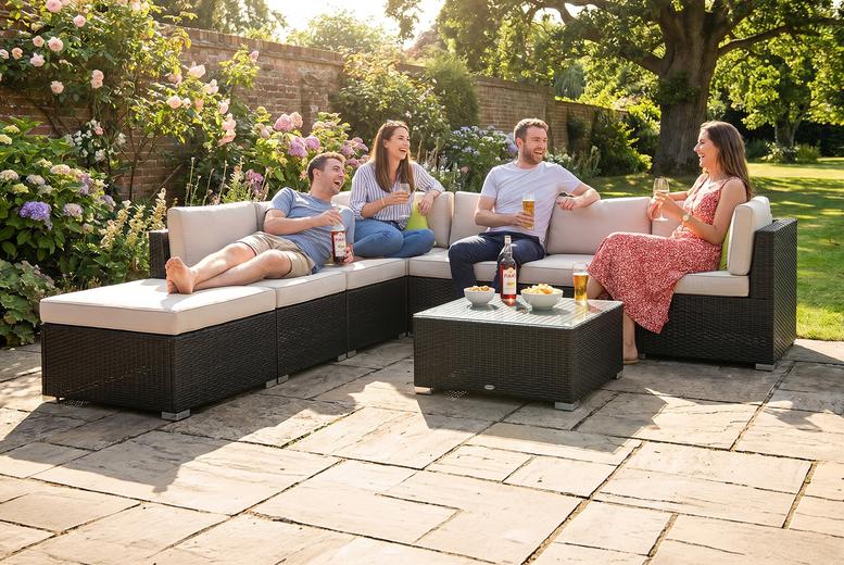 Outsunny 8-Piece Rattan Corner Sofa Lounge Set With Cushions And Table