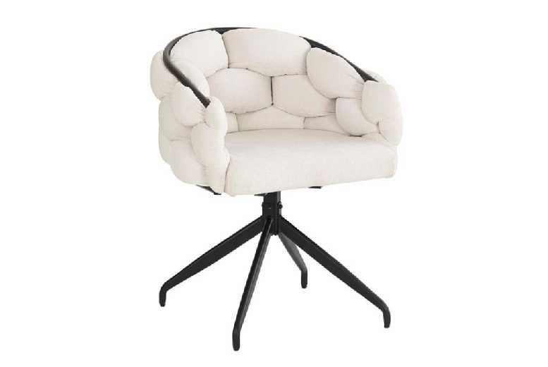 Set Of 2 Modern Velvet Swivel Outdoor Dining Chairs - Beige, 360° Rotating, Metal Frame