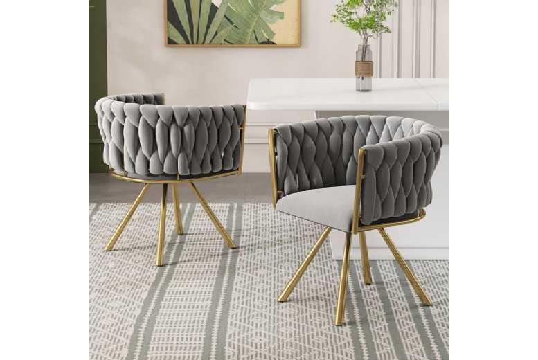 Velvet & Gold Swivel Dining Chairs Set Of 2 - Modern Outdoor Seating