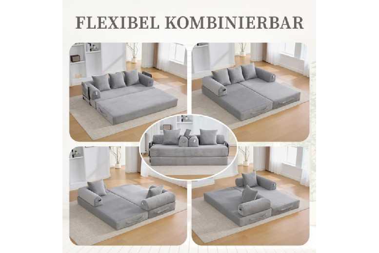 Modern Corduroy Fabric 2-Seater Convertible Sofa Bed - Compact Reclining Sofa For Small Spaces