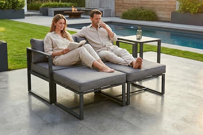 Contemporary 5-Piece Aluminium Garden Set With Cushions & Table