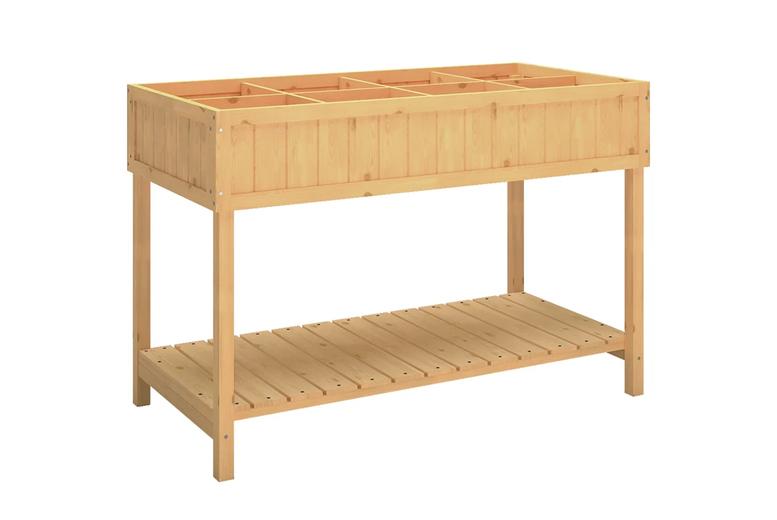 Outsunny Fir Wood 8-Compartment Raised Planter Stand