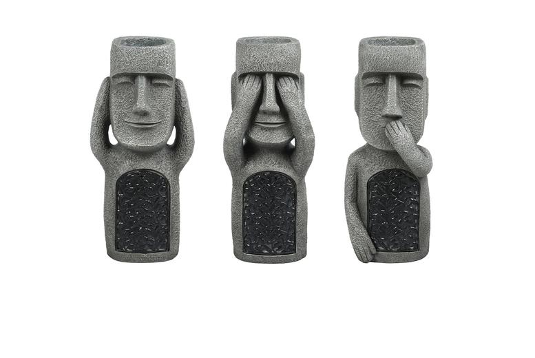 Easter Island Resin Garden Planter Sculpture With Led Light - Weather-Resistant Outdoor Décor Ornament