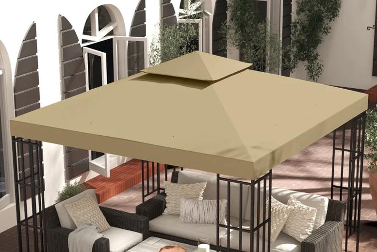 3X3M Gazebo Canopy Roof Replacement Cover - Beige (Cover Only)