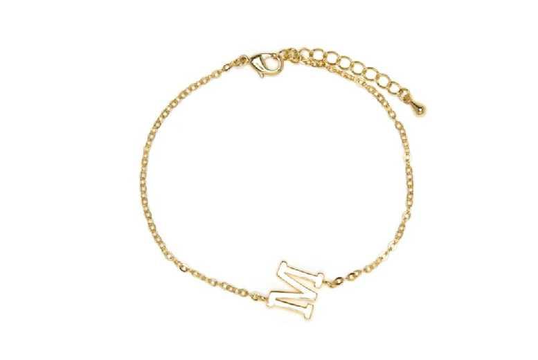 Luxenter 18K Yellow Gold Finish Adjustable Alphabet Bracelet - Minimalist Style, 16-19Cm, Secure Lobster Clasp